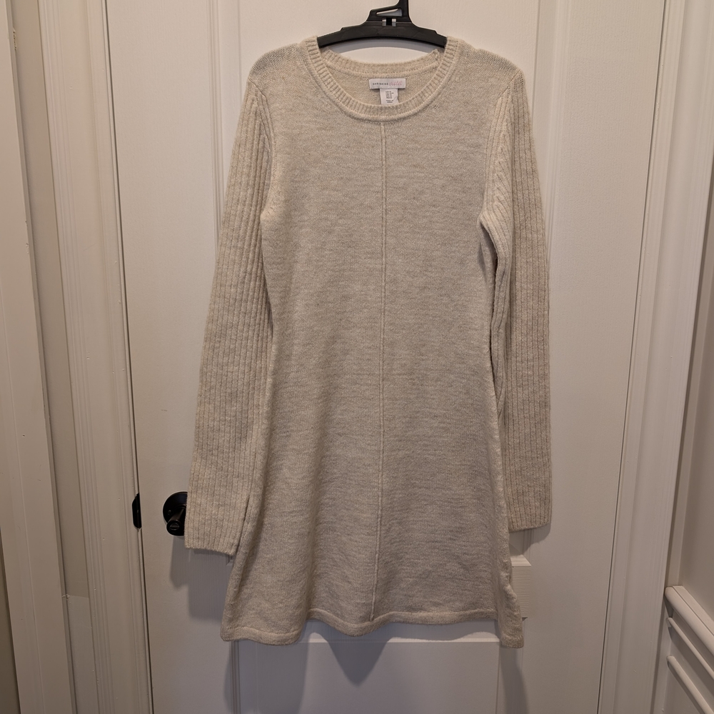 Shrinking Violet Cream Crew Neck Sweater Dress Size Small